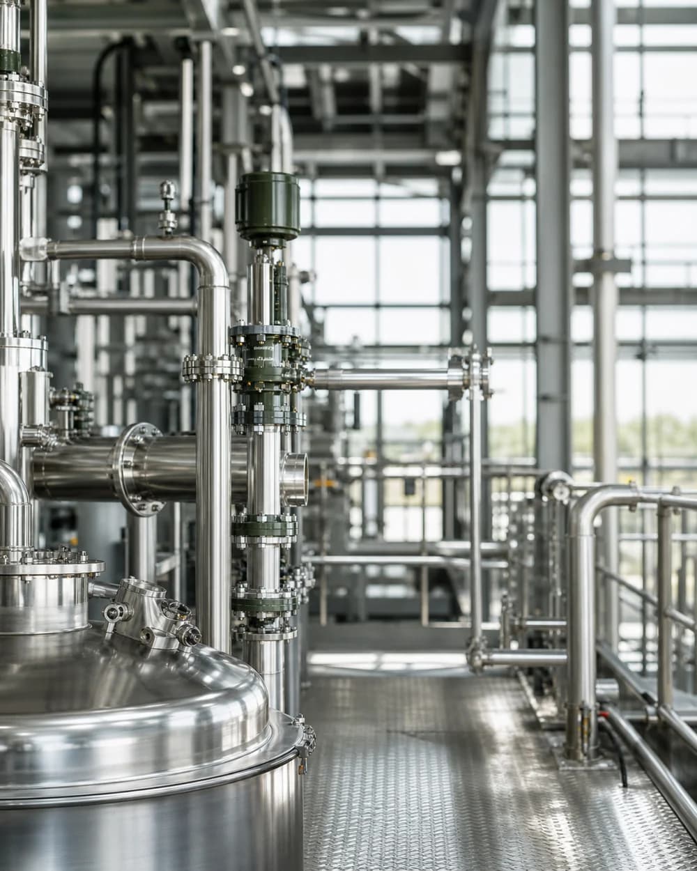Stainless-steel processing vessels and pipework, an illustration of refining technology